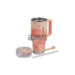 VASO TÉRMICO IGLOO 950ML SSTL FLIP 'N' SIP TRAVEL MUG ICE DYE NARANJA 71312 CON PAJITA