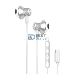 AURICULAR ARGOMTECH ARG-HS-2032WT TIPO-C MIC BLANCO/PLATEADO