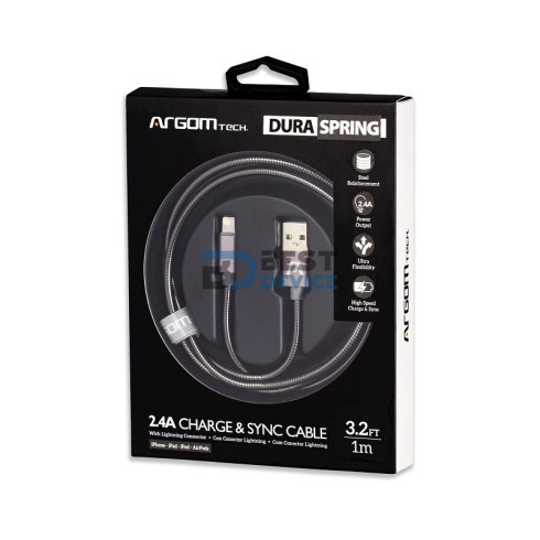 CABLE ARGOMTECH ARG-CB-0027GR LIGHTNING USB 2.0 METAL