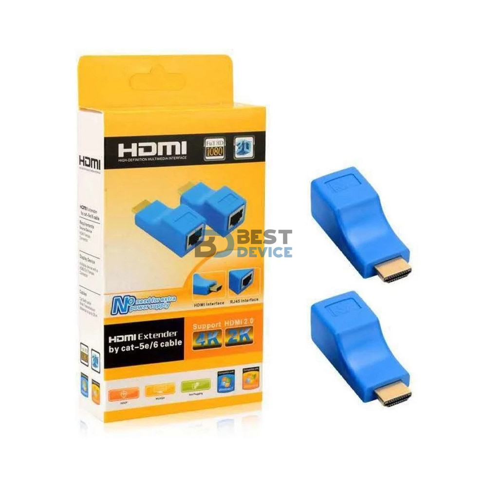 ADAPTADOR HDMI EXTENSOR 30MTS A RJ45