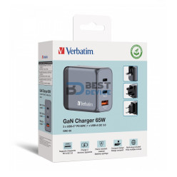 CARGADOR DE PARED VERBATIM GAN DE 65W