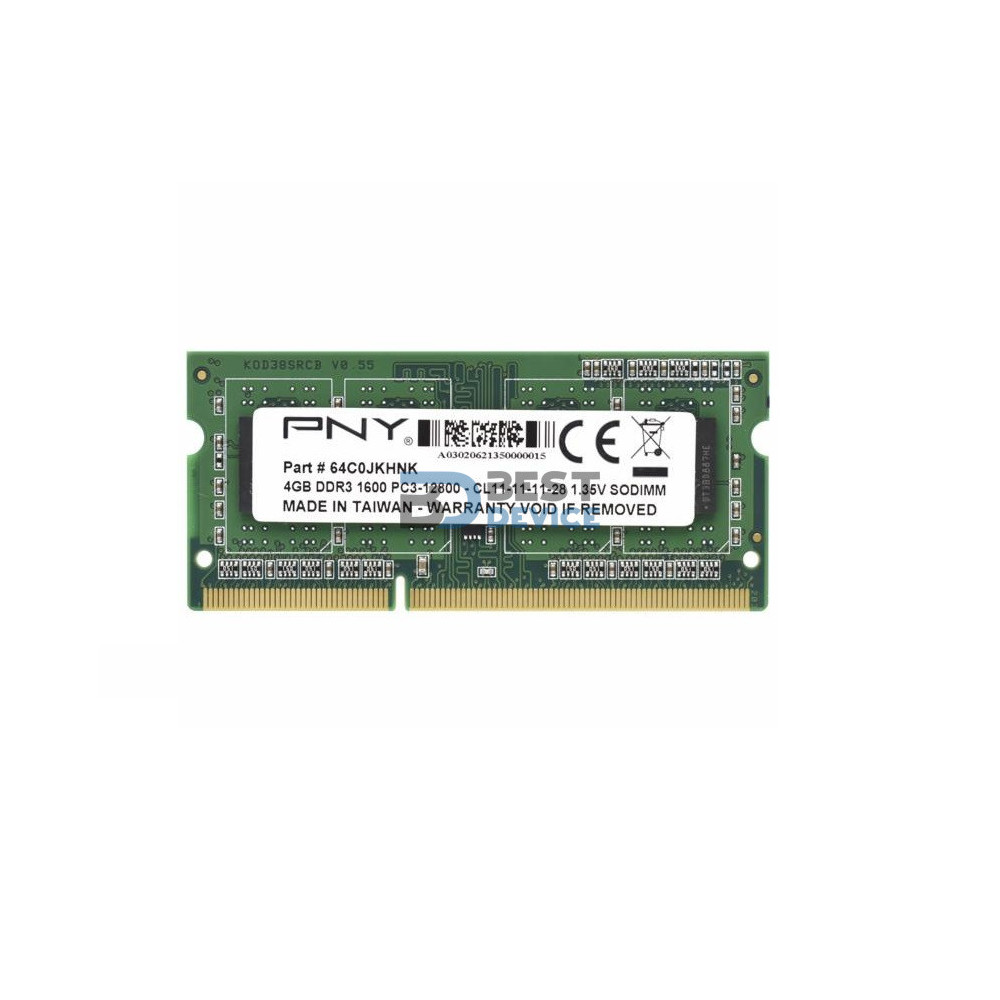 MEMORIA RAM PARA NOTEBOOK DDR3 PNY 4GB 1600 MHZ