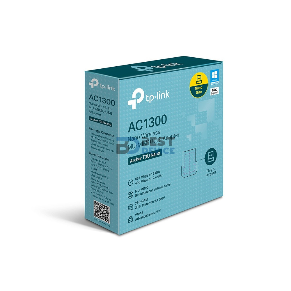 ADAPTADOR WIRELESS TP-LINK T3U NANO AC1300 DUAL BAND USB