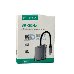 ADAPTADOR FTX FTX-CM2H8K-AG USB-C/4 EN 1 2HDMI/USB-A/USB-C 8K/GRIS