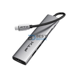 FTX HUB FTX-HBP2-AG7 USB-C 3.0/7 EN 1  4K/5GBPS/HDMI/USB/SD-TF GRIS