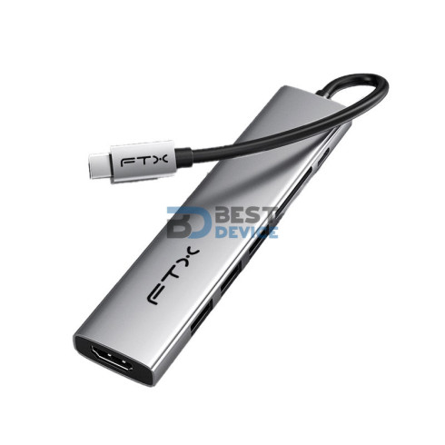FTX HUB FTX-HBP2-AG7 USB-C 3.0/7 EN 1  4K/5GBPS/HDMI/USB/SD-TF GRIS