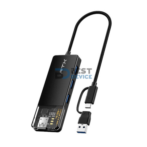 FTX HUB FTX-HUBT3-PB USB-C/USB-A 3.0 4 PORT/5GBPS NEGRO