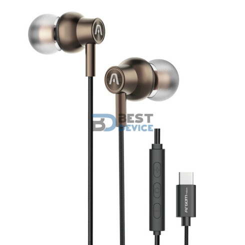 AURICULAR ARGOMTECH ARG-HS-2030BR TIPO-C MIC MARRON/NEGRO