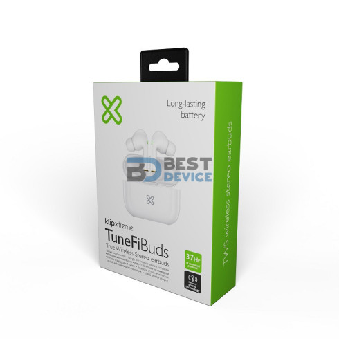 AURICULAR KLIP XTREME EARPHONE KTE-050WH TUNEFIBUDS BT/MIC/TWS/TOUCH/IPX6/BLAN