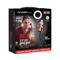 SPOTLIGHT ARO ARGOMTECH CON SOPORTE PARA CELULAR ARG-LP-9300BK