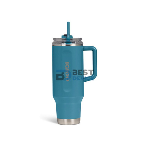 VASO TÉRMICO IGLOO 1.2L SSTL FLIP 'N' SIP TRAVEL MUG AZUL MODERNO 71228 CON PAJITA
