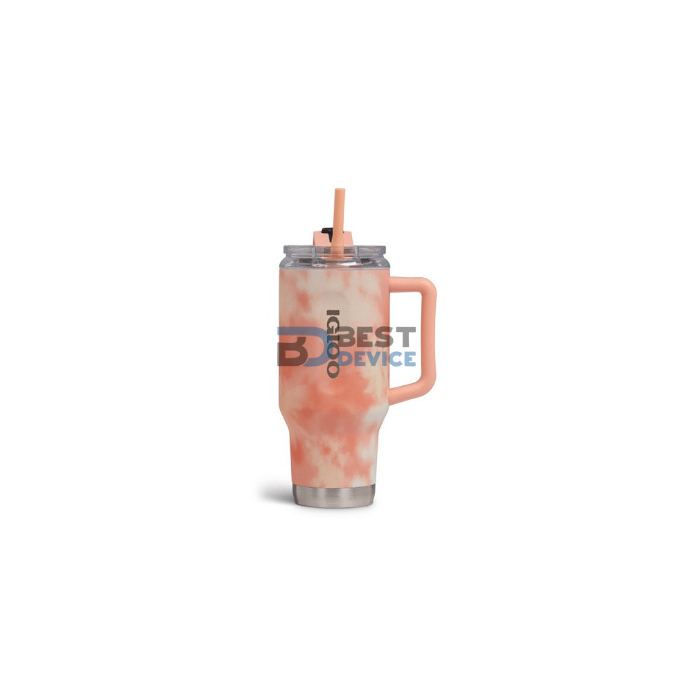 VASO TÉRMICO IGLOO 950ML SSTL FLIP 'N' SIP TRAVEL MUG ICE DYE NARANJA 71312 CON PAJITA