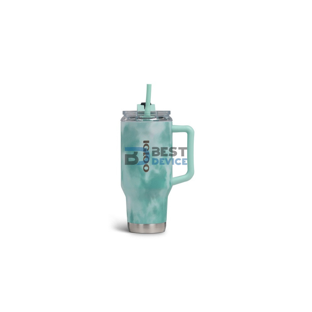VASO TÉRMICO IGLOO 950ML SSTL FLIP 'N' SIP TRAVEL MUG ICE DYE VERDE 71311 CON PAJITA