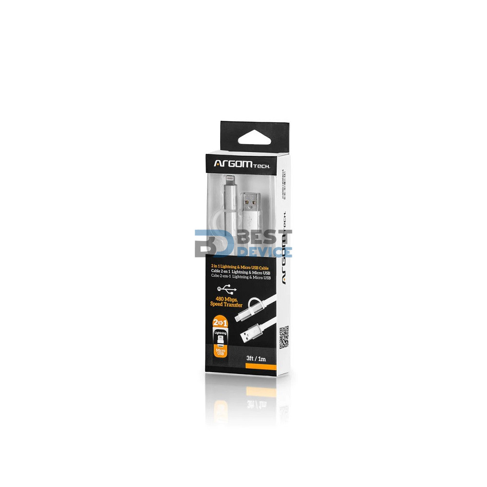 CABLE ARGOMTECH ARG-CB-0058 LIGHTNING+MICRO USB 2.0