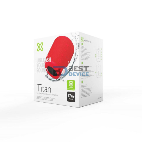 PARLANTE KLIP XTREME 12W KBS-200RD TITAN AUX/BT/BAT/IPX7/TWS/ROJO