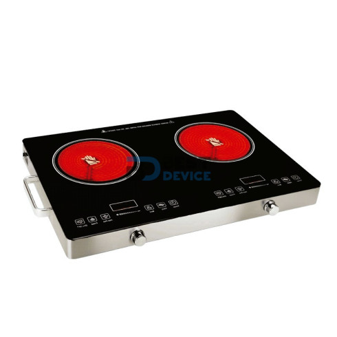 PLACA DE COCINA VITROCERAMICA FTX FEC-2H 7000W DIGITAL/2 HORNALLAS/NEGRO CON SELECTOR