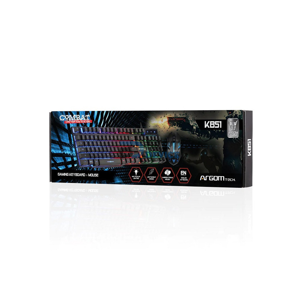 KIT GAMER ARGOMTECH ARG-KB-2051BK TECLADO INGLES + MOUSE