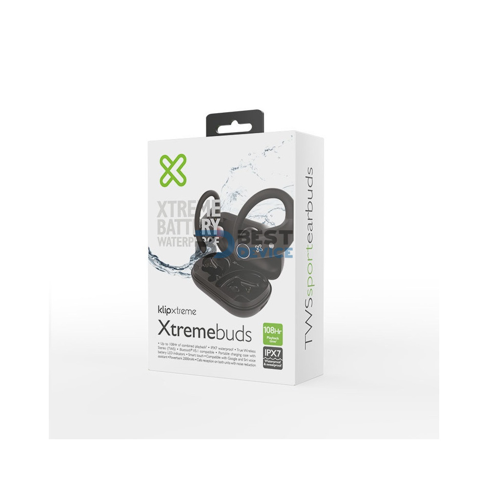 AURICULAR KLIP XTREME EARPHONE KTE-500BK XTREMEBUDS BT/MIC/TWS/TOUCH/IPX7/NEGRO