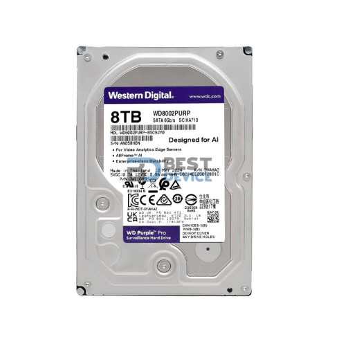 DISCO DURO WESTERN DIGITAL 8 TB PURPLE PRO 7200 256MB WD8002PURP SURVEILLANCE 