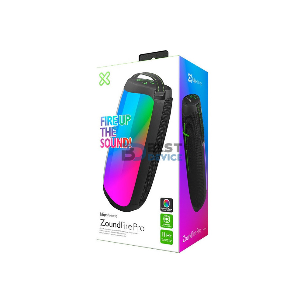 PARLANTE KLIP XTREME KBS-350BK ZOUNDFIRE PRO BT/BAT/IPX6/TWS/AUX/LED