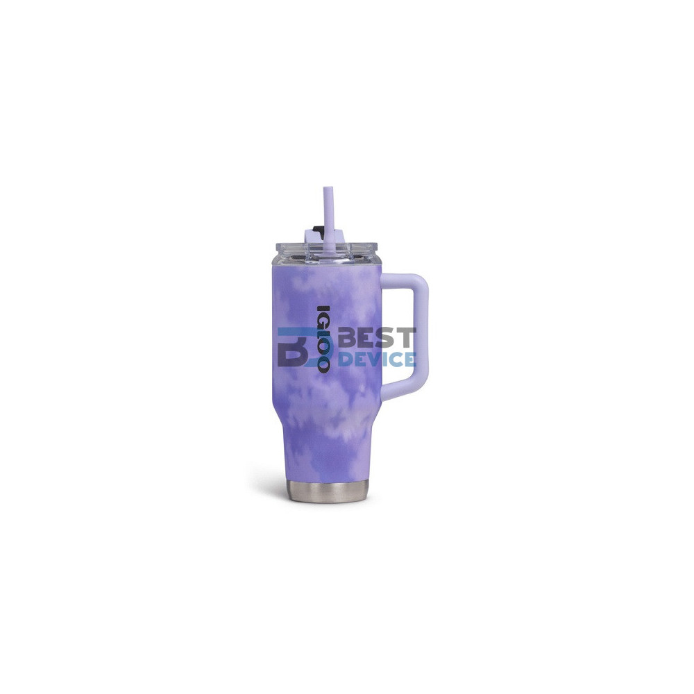 VASO TÉRMICO IGLOO 950ML SSTL FLIP 'N' SIP TRAVEL MUG ICE DYE LILA 71310 CON PAJITA