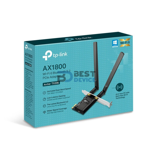 ADAPTADOR TP-LINK ARCHER TX20E WIFI 6 AX1800/BT
