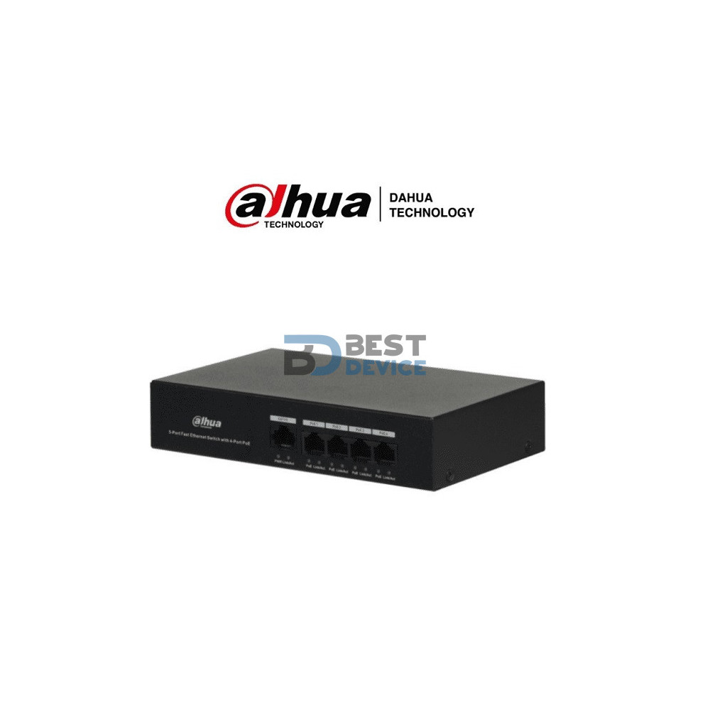 SWITCH DAHUA PFS3005-4ET 4 PTOS ETHER PoE 60W