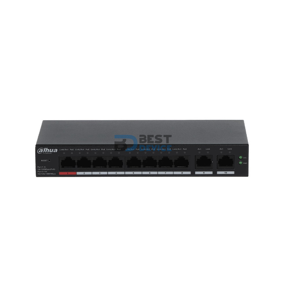 SWITCH DAHUA DH-CS4010-8ET-110 10PTOS/8PTOS PoE