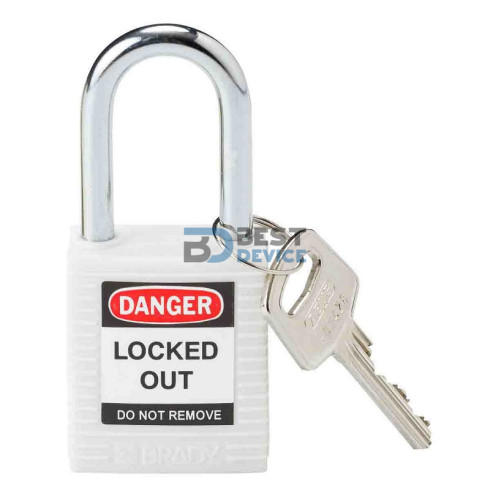 BRADY CANDADO ARCO ACERO CUERPO NYLON BLANCO ARCO 38MM (143123)
