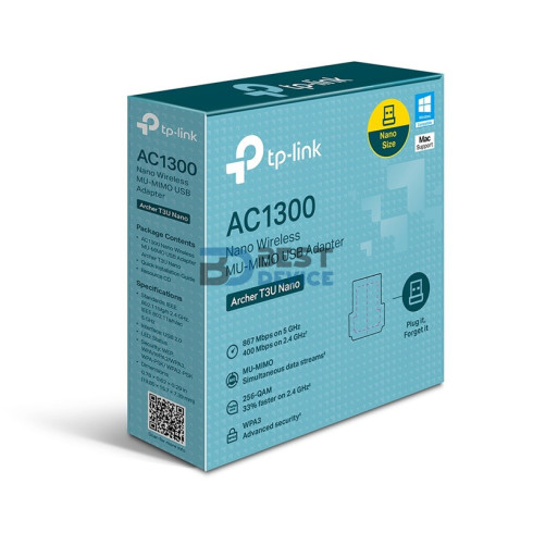 ADAPTADOR WIRELESS TP-LINK T3U NANO AC1300 DUAL BAND USB