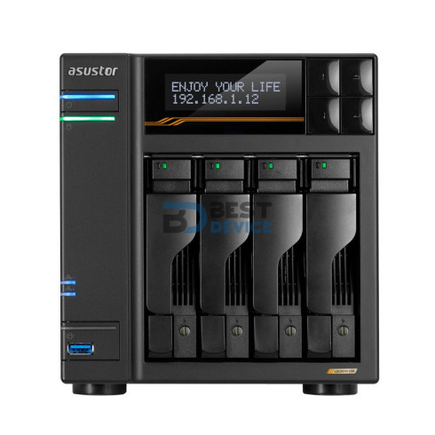 NAS ASUSTOR AS6804T QC 2.3/4BAY/16G/4-GBLAN/4 M.2/2USB4/3USB3.2