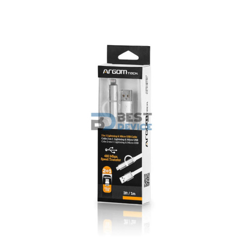 CABLE ARGOMTECH ARG-CB-0058 LIGHTNING+MICRO USB 2.0