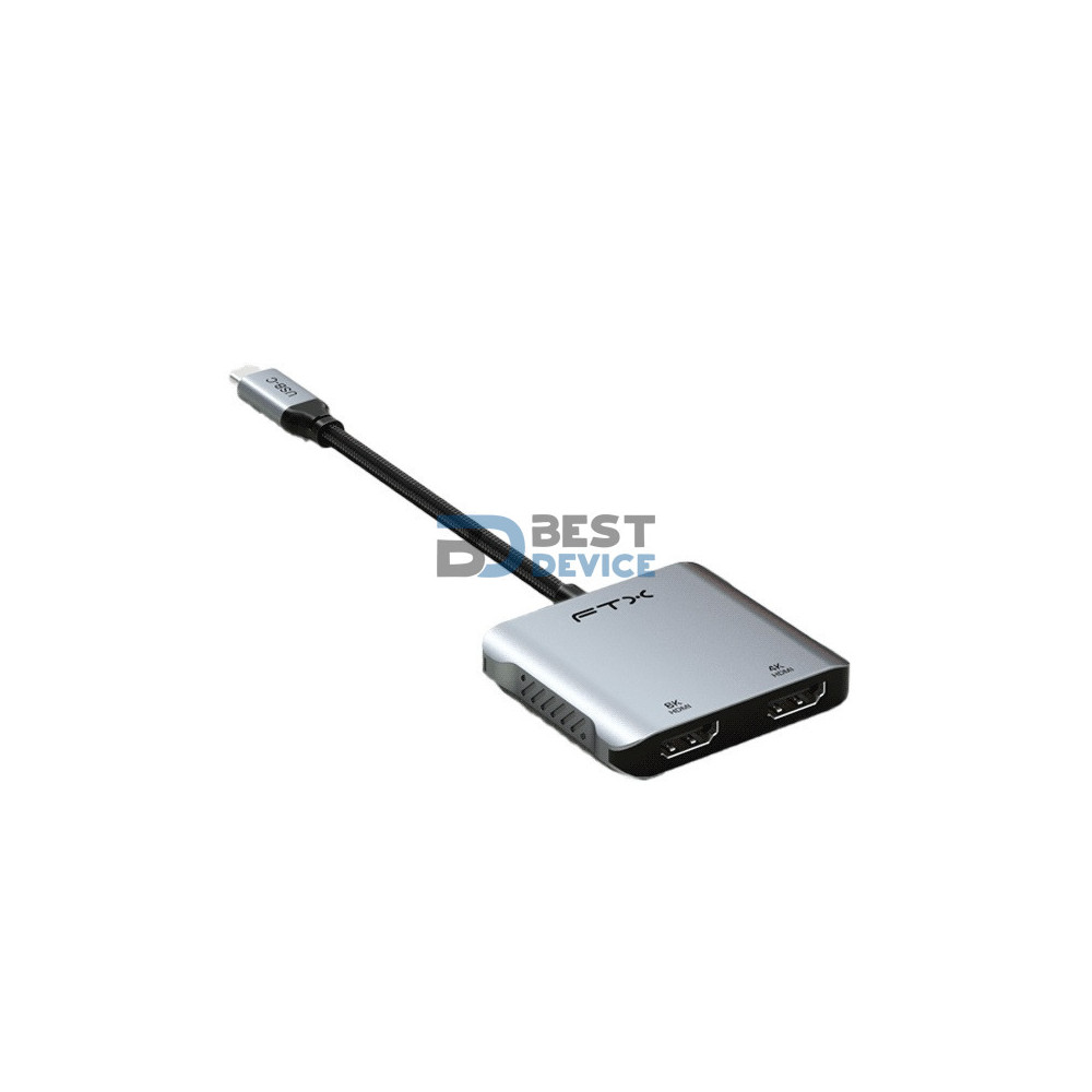 ADAPTADOR FTX FTX-CM2H8K-AG USB-C/4 EN 1 2HDMI/USB-A/USB-C 8K/GRIS