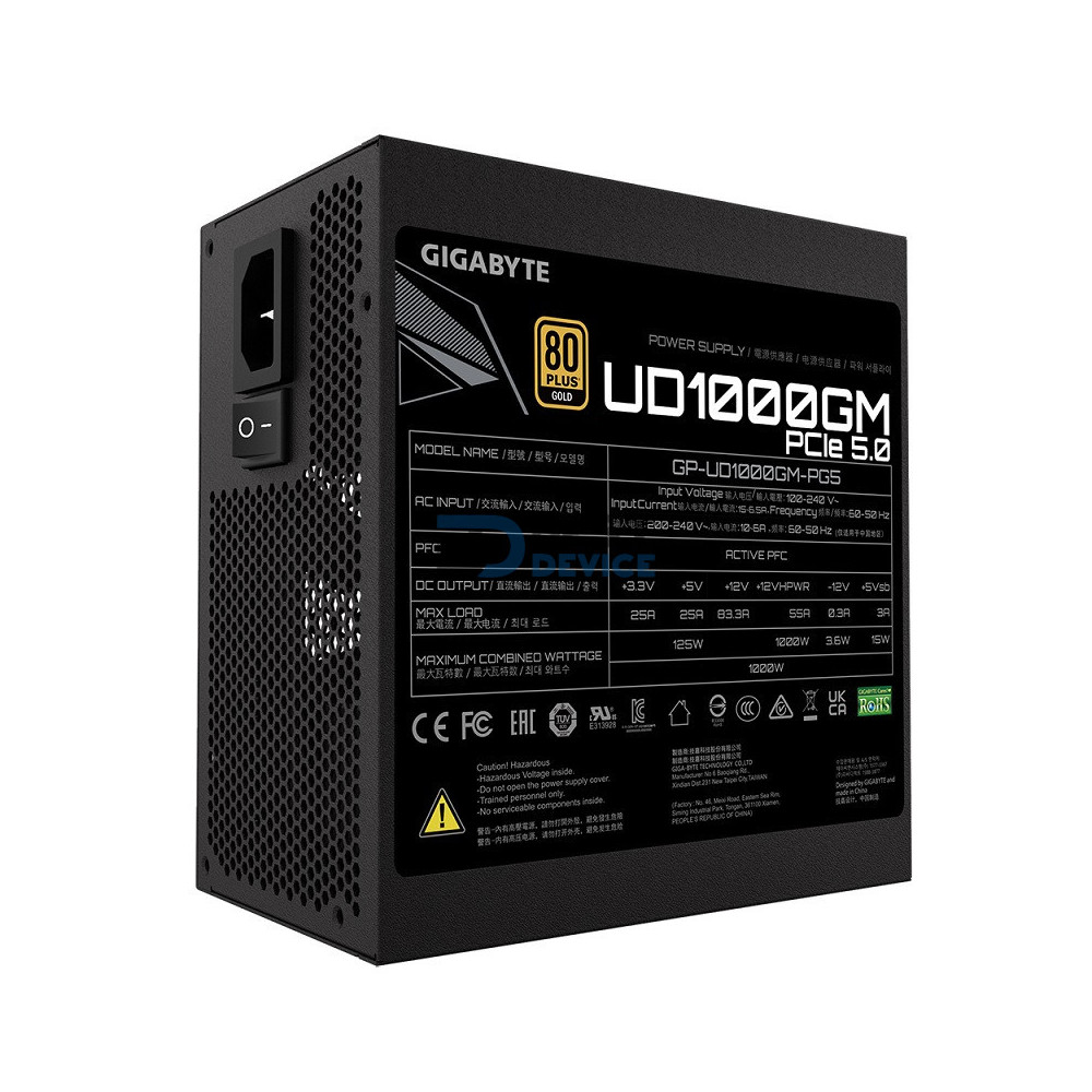 FUENTE GIGABYTE 1000W 80PLUS GOLD FULL MODULAR GP-UD1000GM PG5