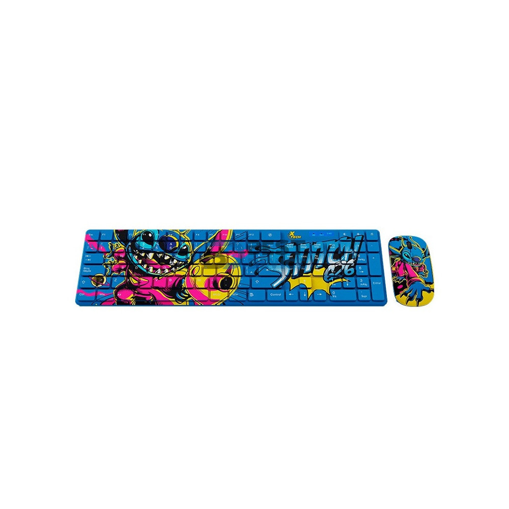 TECLADO + MOUSE INALAMBRICO XTECH XTK-D312ST STITCH EDITION NUM/ESP/AZUL