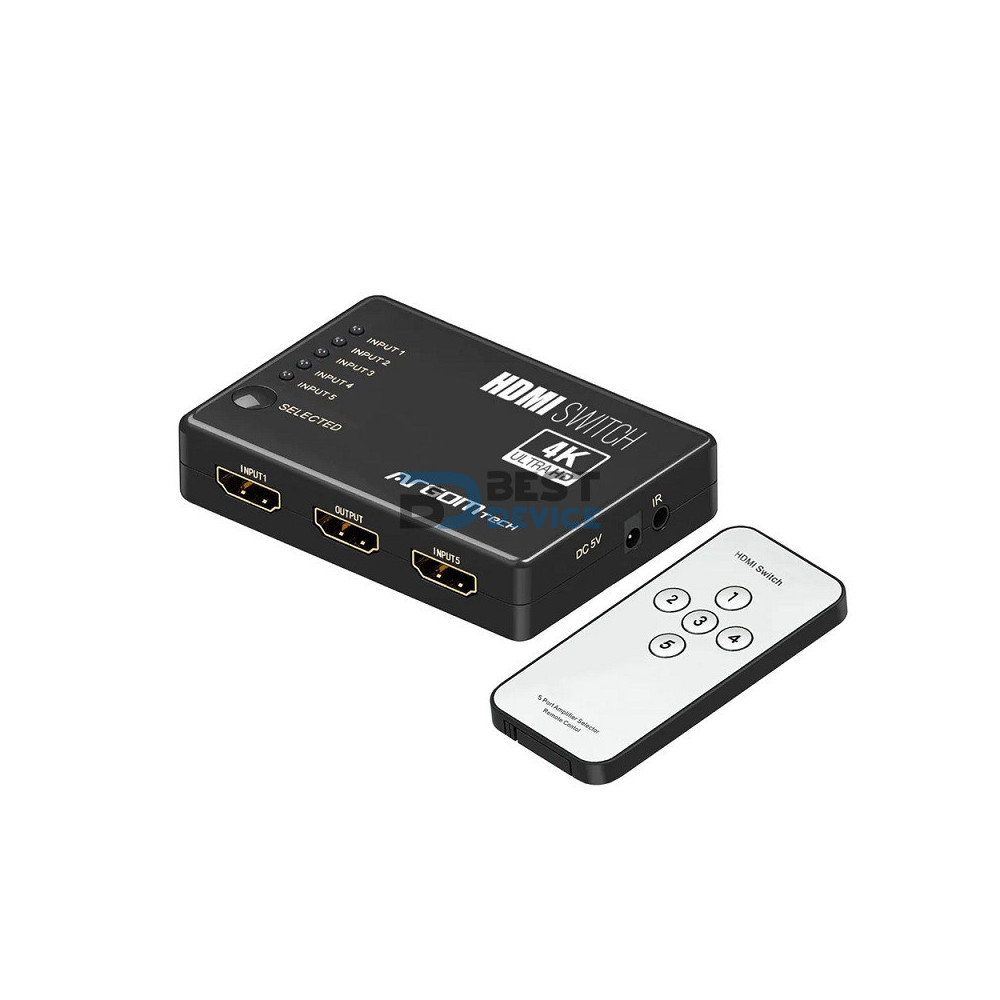 SWITCH ARGOMTECH ARG-AV-5125 5 PUERTOS HDMI 4K HD