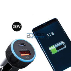 CARGADOR PARA AUTO ARGOMTECH ARG-AC-0118BK PD TIPO-C+USB