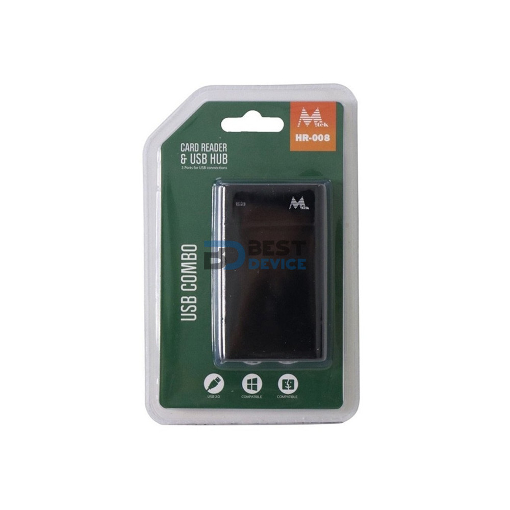 HUB USB MTEK HR-008 3P + LECTOR MEM SD/USB
