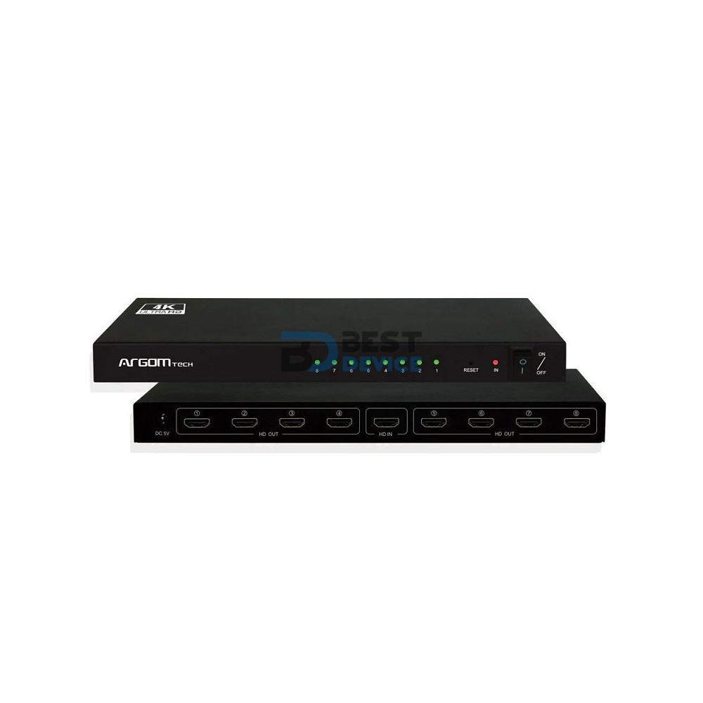 SPLITTER ARGOMTECH ARG-AV-5118 8-OUTPUTS HDMI 4K HD
