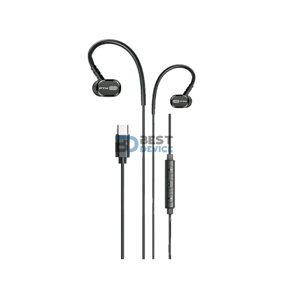 AURICULAR CON MICROFONO FTX E06C-BK CON CABLE USB-C DE 1.2 METROS NEGRO