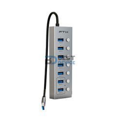 HUB USB-A 3.0 FTX-HUBU7-AG 7 PORT/5GBPS/USB-C GRIS