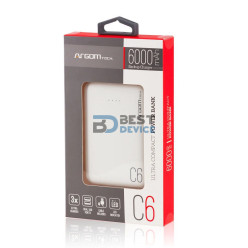 CARGADOR PORTÁTIL ARGOMTECH ARG-PB-1136WT 6000 MAH BLANCO
