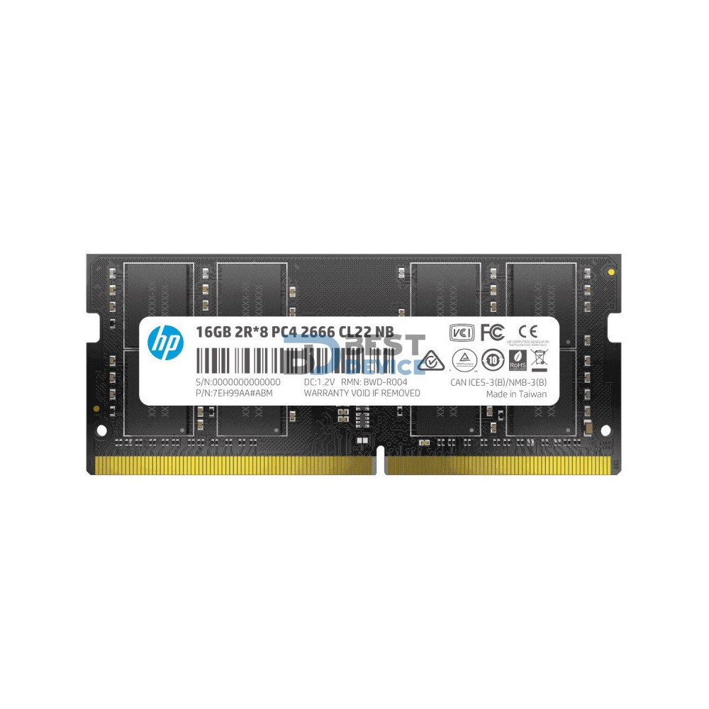 MEMORIA RAM PARA NOTEBOOK DDR4 HP 16GB 2666 MHZ 7EH99AA ABM