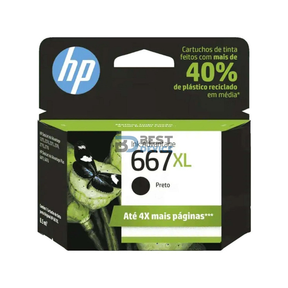 TINTA HP 3YM81AL 667XL NEGRO (2375/2775) TINTA HP 3YM81AL 667XL NEGRO (2375/2775)