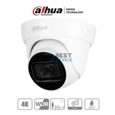 CÁMARA DAHUA ANALOGICA HDW1801TL DOMO 4K c/MIC 30M