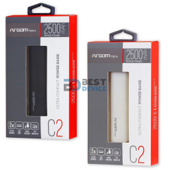 CARGADOR PORTÁTIL ARGOMTECH ARG-PB-1130BK 2500 MAH NEGRO