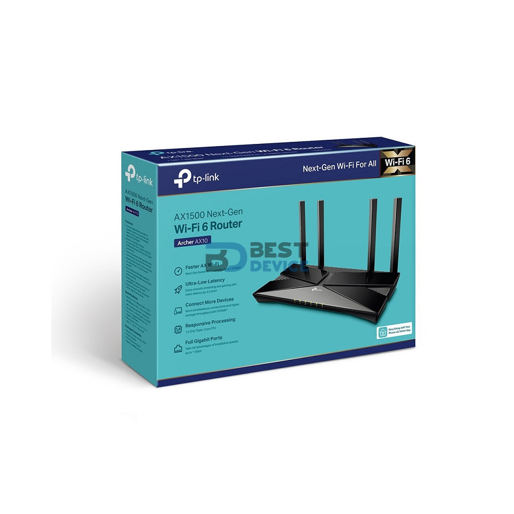 ROUTER TP-LINK W ARCHER AX10 AX1500 WIFI ROUTER TP-LINK W ARCHER AX10 AX1500 WIFI