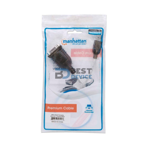 CABLE CONVER USB/SERIAL 45CM MANHATTAN GRIS 205153 BOLSA