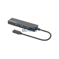 HUB USB-C/USB-A MANHATTAN 164924 4 PORT/5GBPS NEG