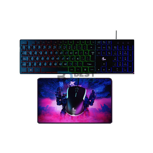 TECLADO+MOUSE+MOUSEPAD XTECH XTK-535S HASHA 3EN1 RGB/USB/ESP